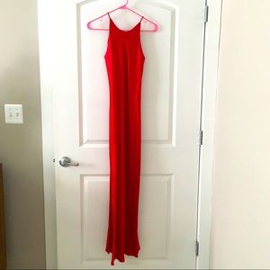 Red Full Length Fitted Dress